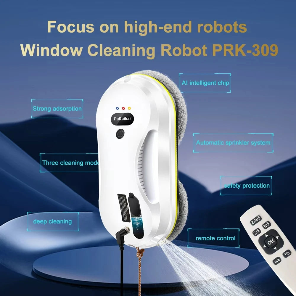 PuRuikai Window Cleaning Robot With Water Spray and Edge Detection System