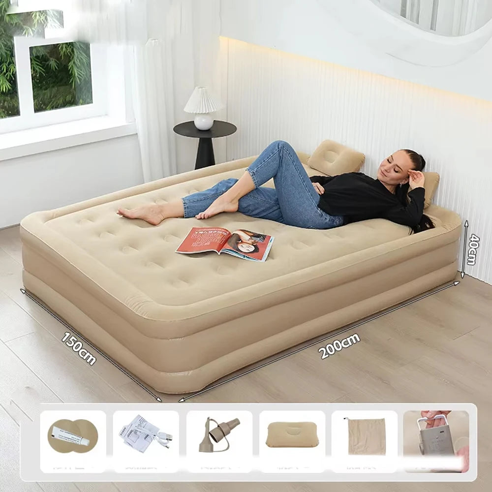 Camping Inflatable Air Bed With Backrest For Two Indoor Outdoor