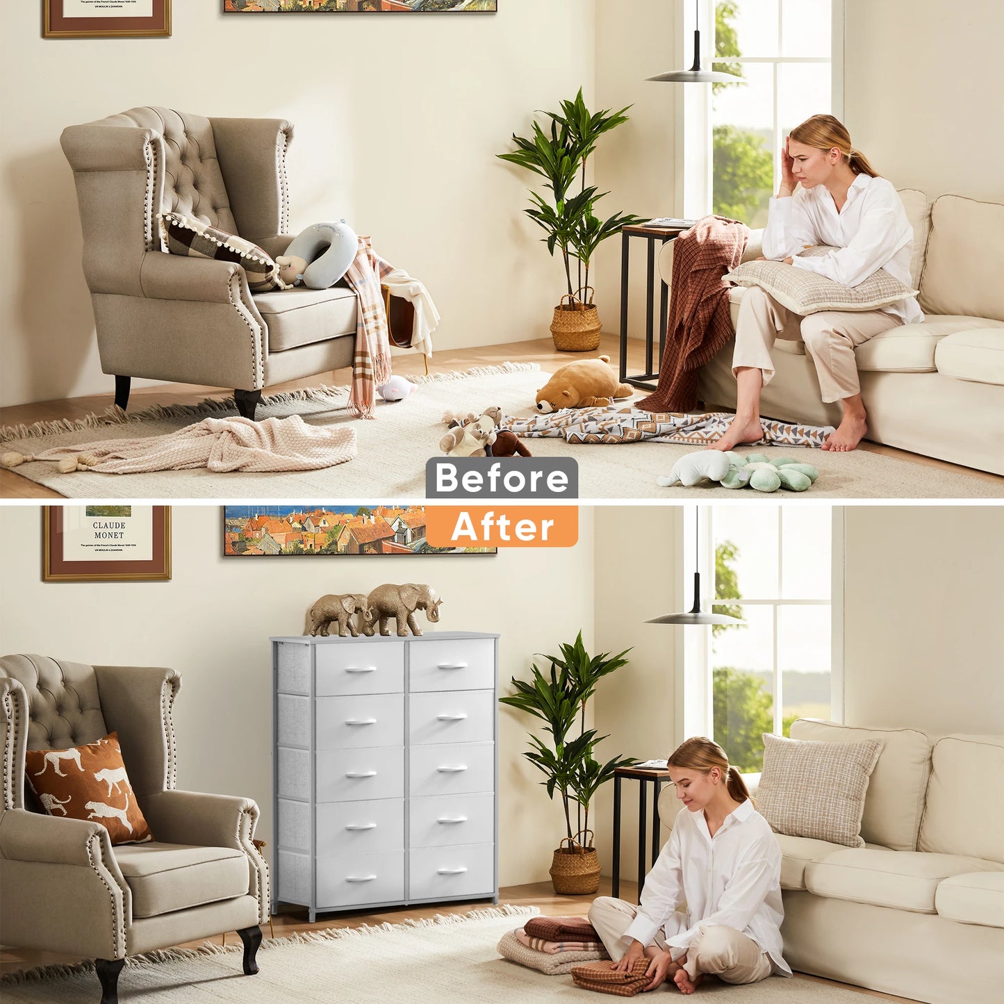 JHK Wardrobe Chest With Drawers For Bedroom Storage Cabinet