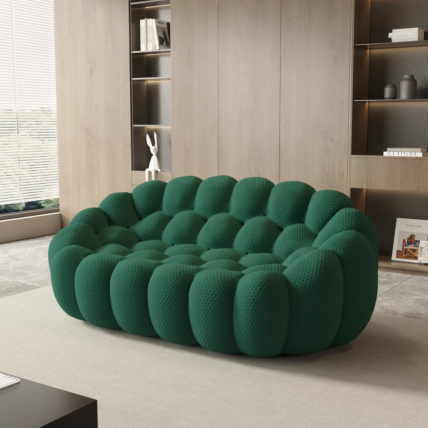 Sdorens Modern Curved Boneless Sofa 3D Knit Fabric Loveseat
