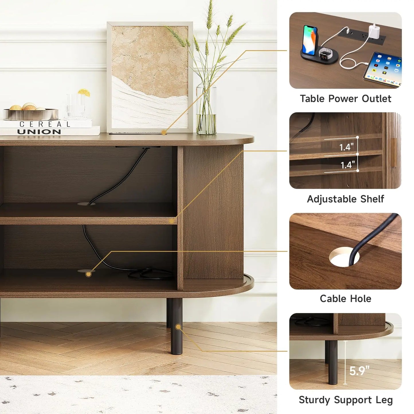 ONBRILL TV Stand With Power Outlet For Living Room