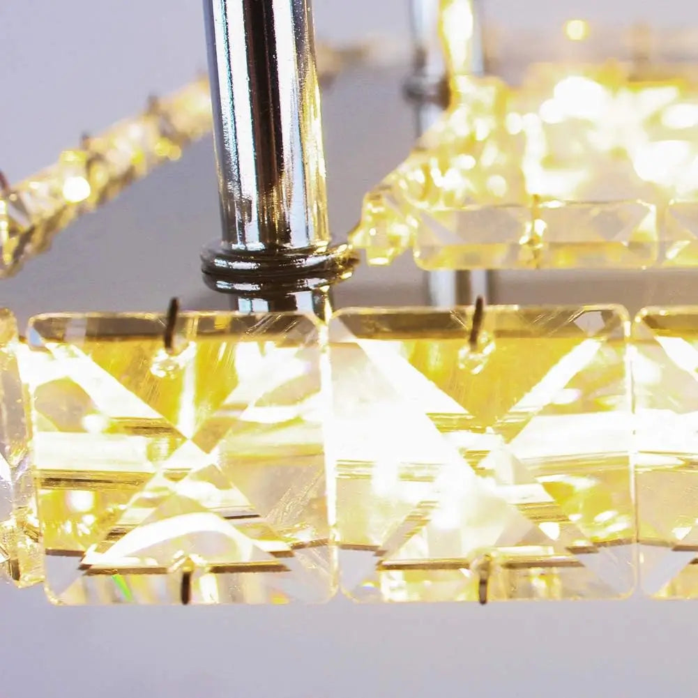 FRIXCHUR LED Crystal Chandelier Semi Flush Mount For Bedroom Hallway
