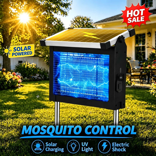 Solar Bug Zapper 4500V Outdoor Waterproof Mosquito Killer Panel Sensor