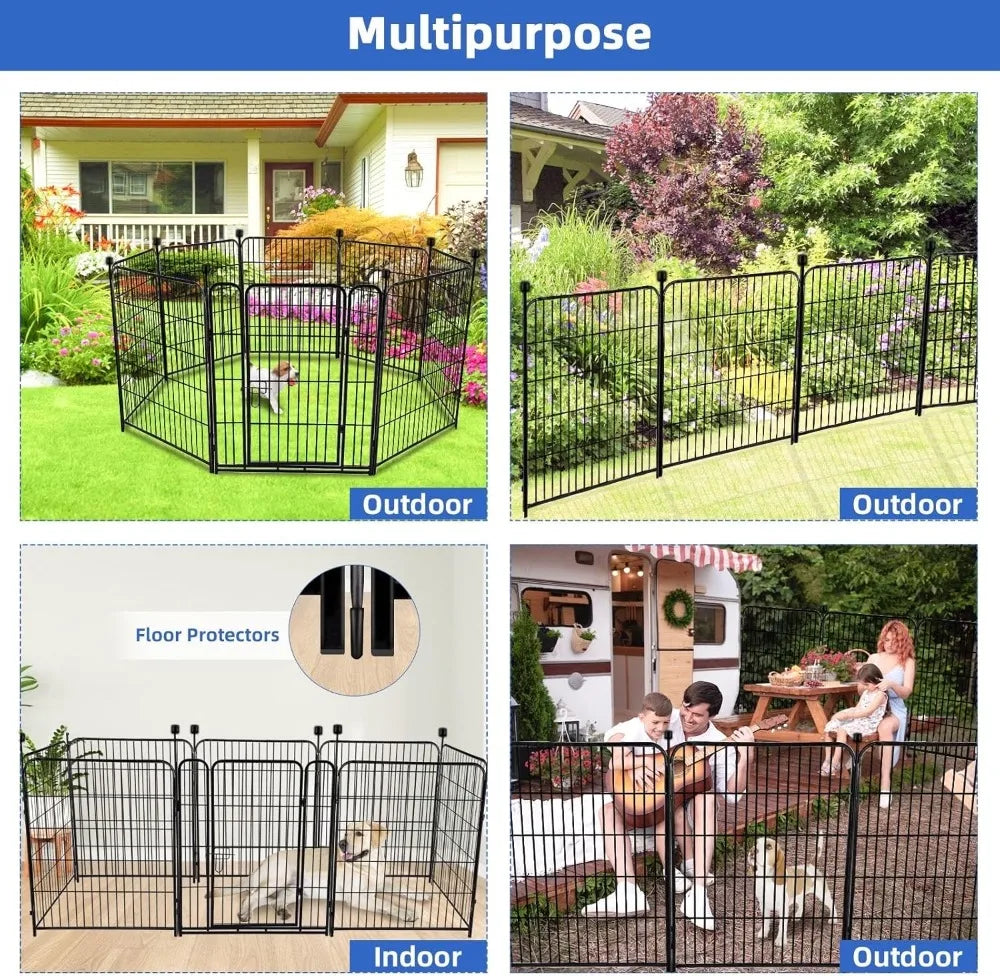 Heavy Duty Iron Garden Fence With Gate Pet Barrier