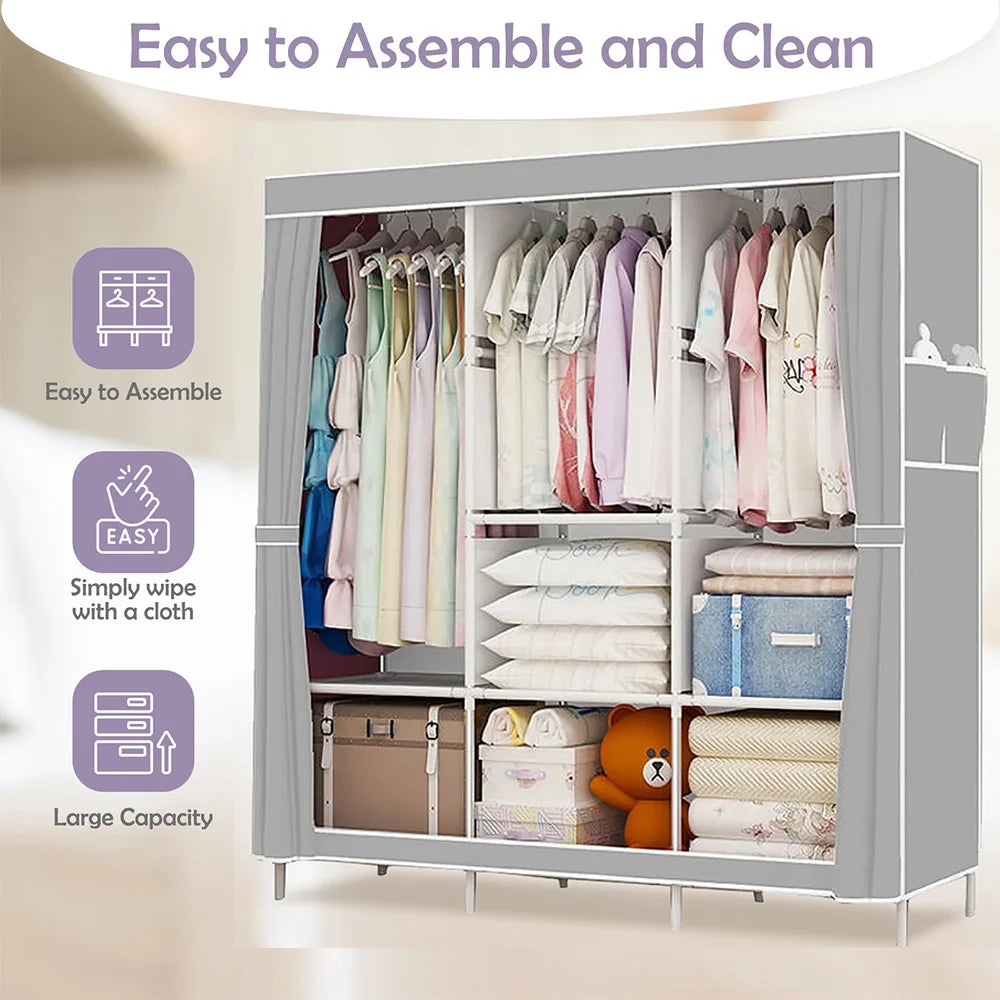 Closet Storage Portable Wardrobe Organizer Nonwoven Fabric Large Capacity
