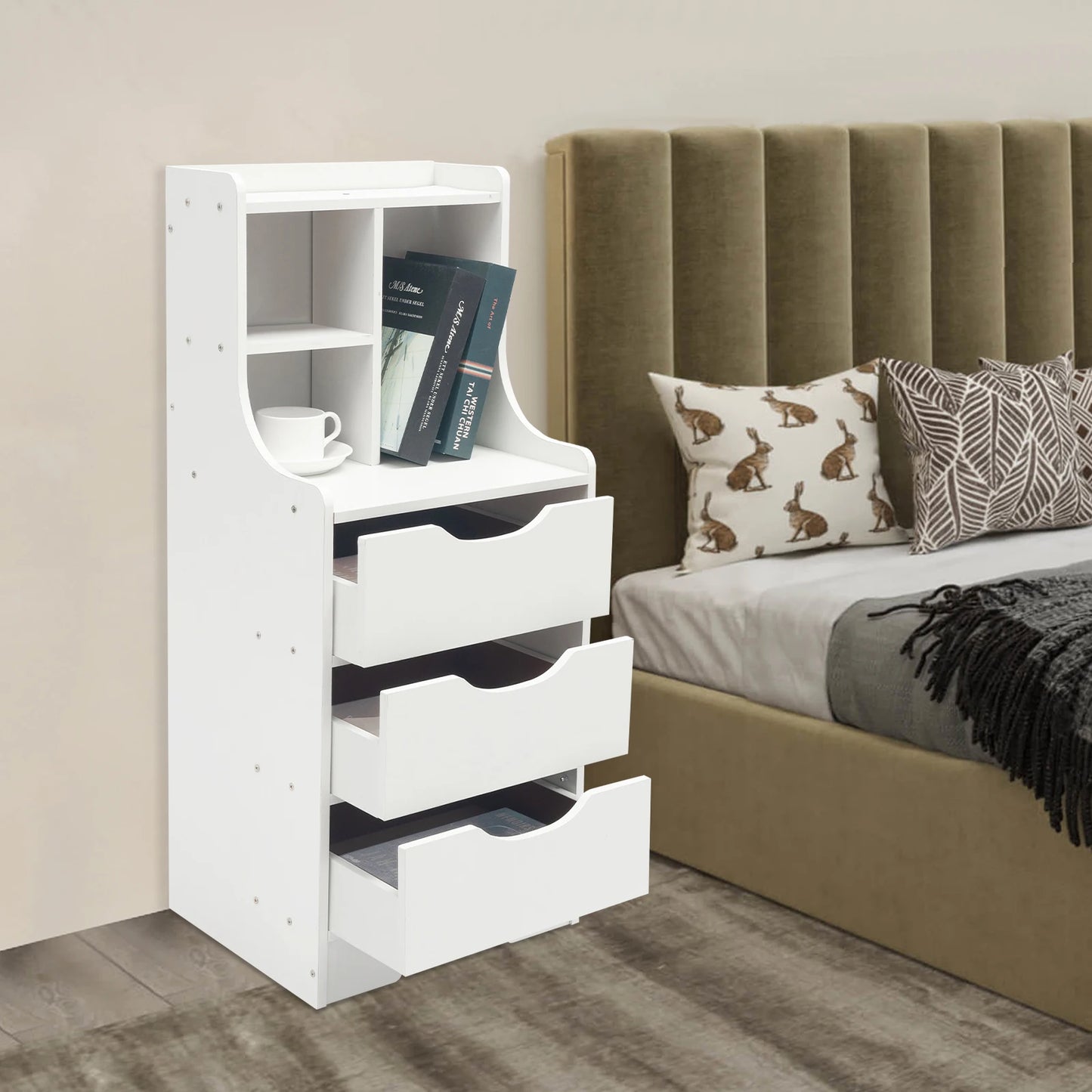 Bymaocar Nightstand With 3 Drawers Modern Bedroom Table