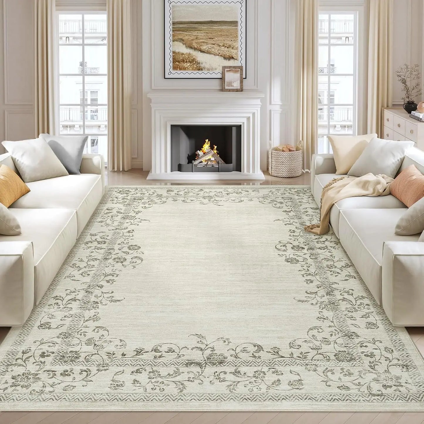 HiMISS Floral Area Rug for Living Room and Bedroom