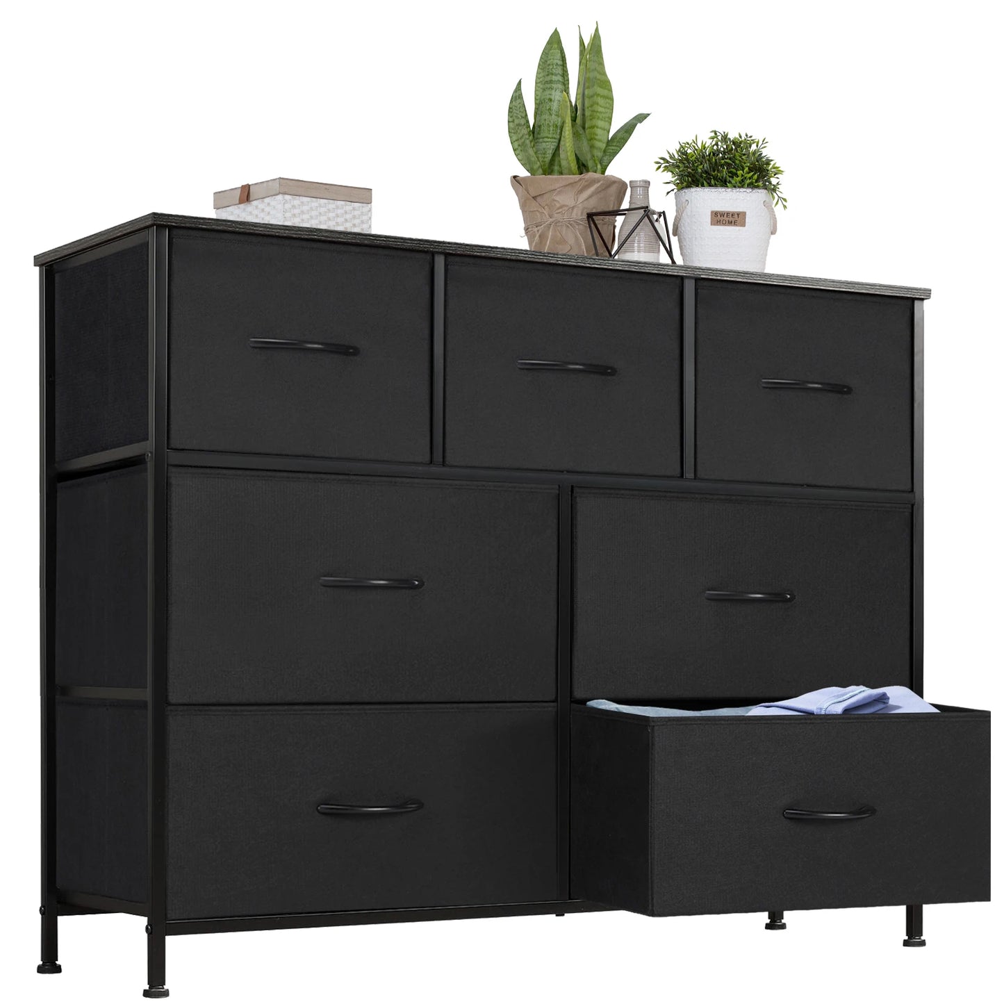 JHK Dresser With 7 Fabric Drawers Closet Organizer Bedroom Furniture