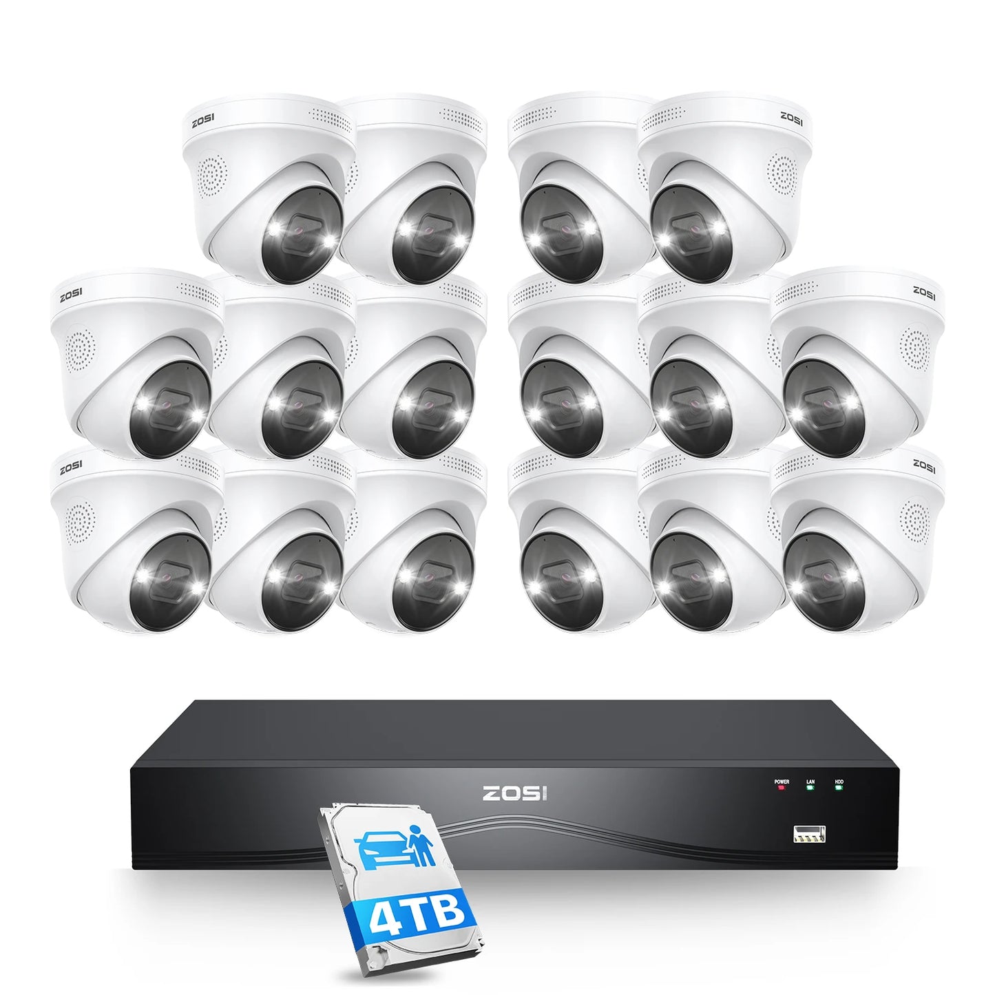 ZOSI 4K 8MP PoE Security Camera System With NVR AI