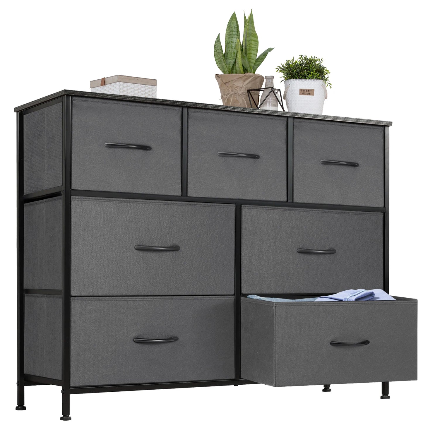 JHK Dresser With 7 Fabric Drawers Closet Organizer Bedroom Furniture