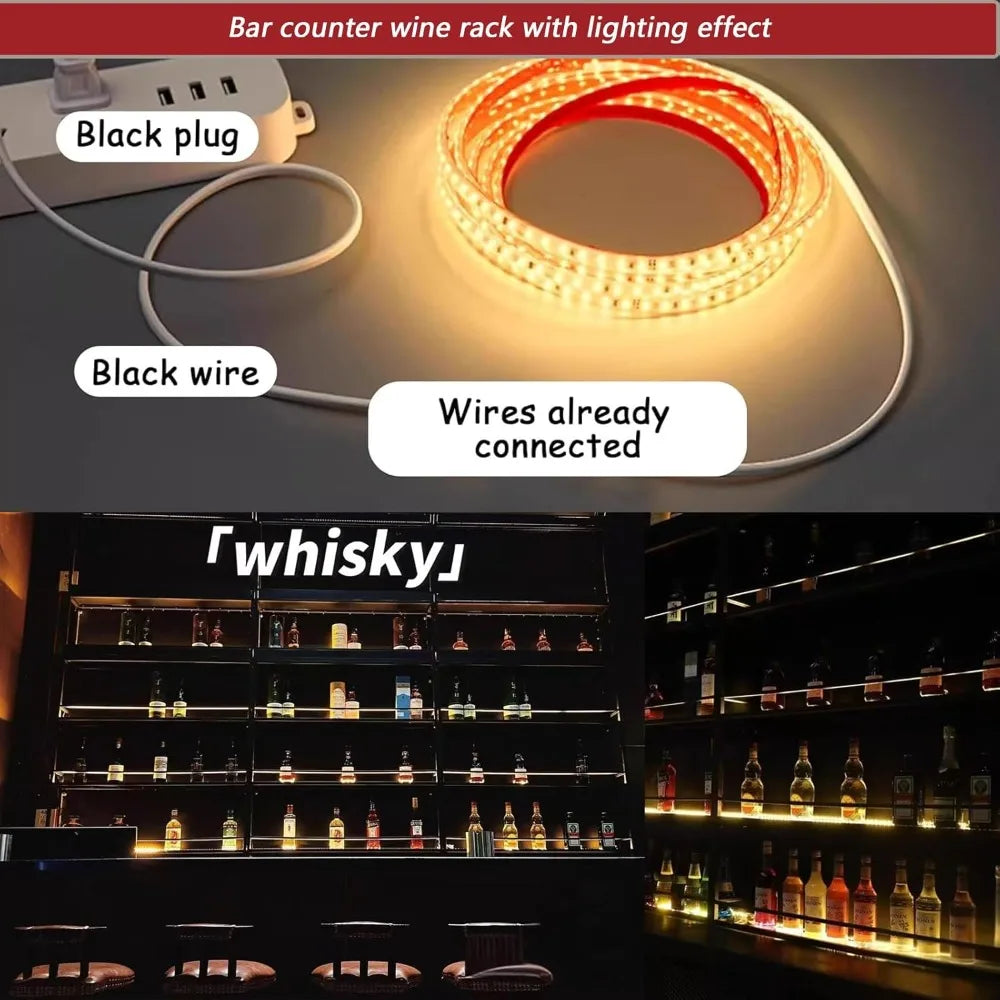 DAFIFY Wall Mounted Metal Wine Rack 3 Tier LED Display