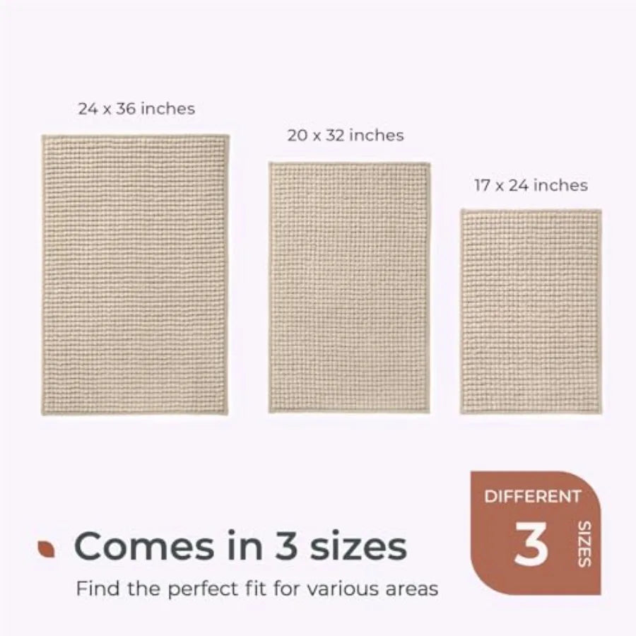 Chenille Bathroom Rug Non Slip Bath Mat Water Absorbent Washable