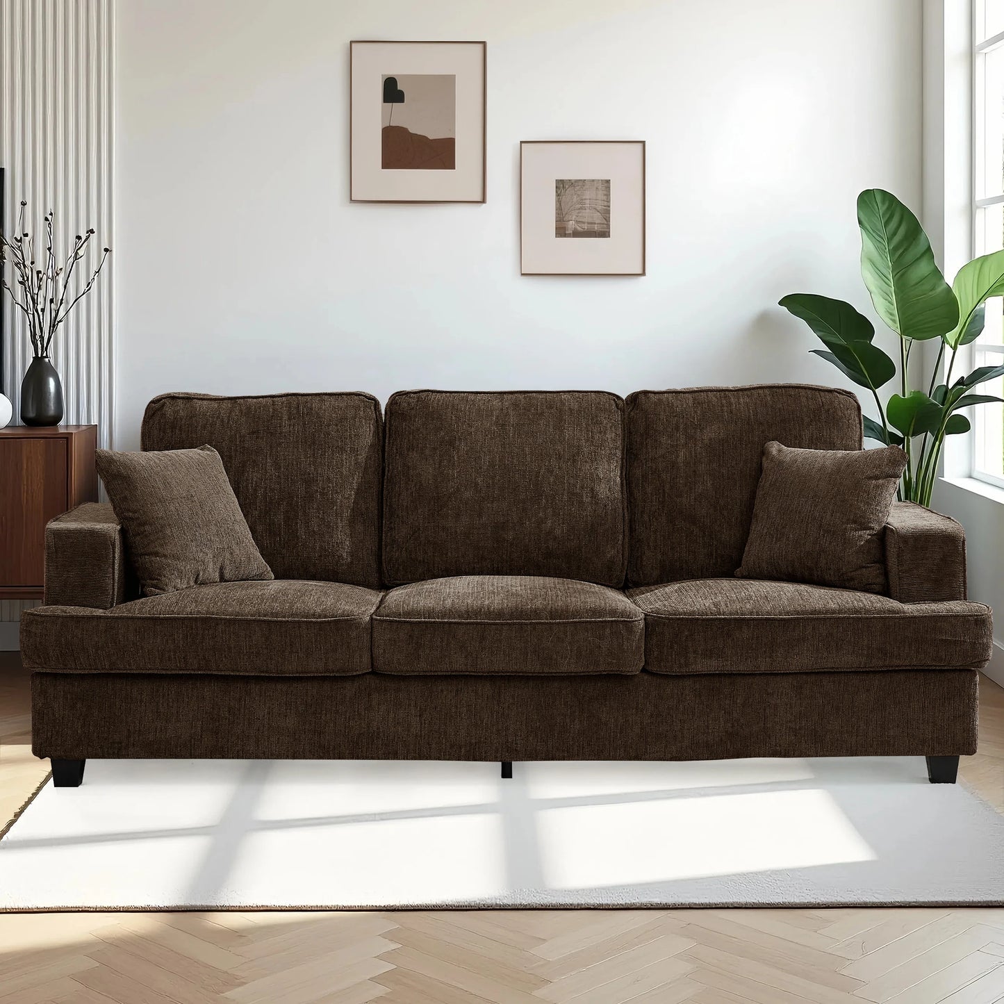 Cloud Chenile Sofa Modern Three Seater For Living Room