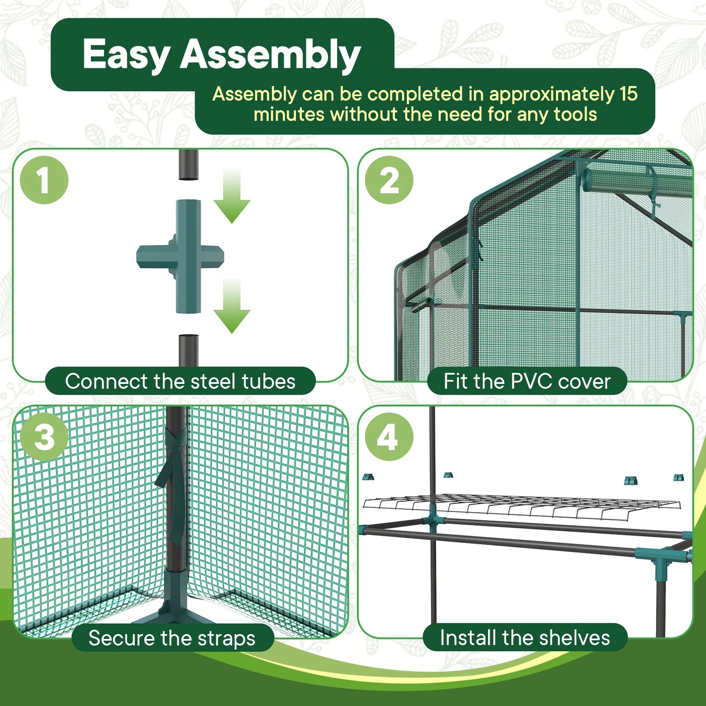 Walk-In Greenhouse For Outdoor Plants With Screen Windows 22Lbs Capacity