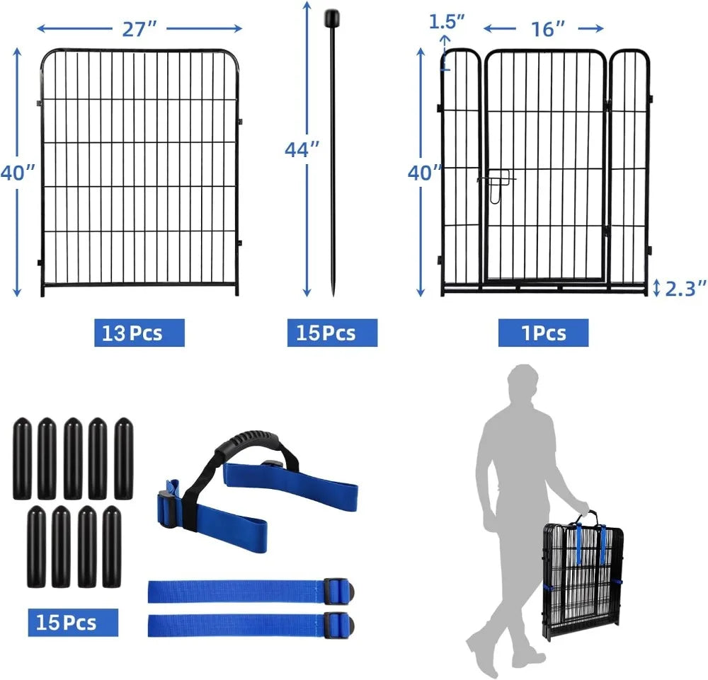 Heavy Duty Iron Garden Fence With Gate Pet Barrier