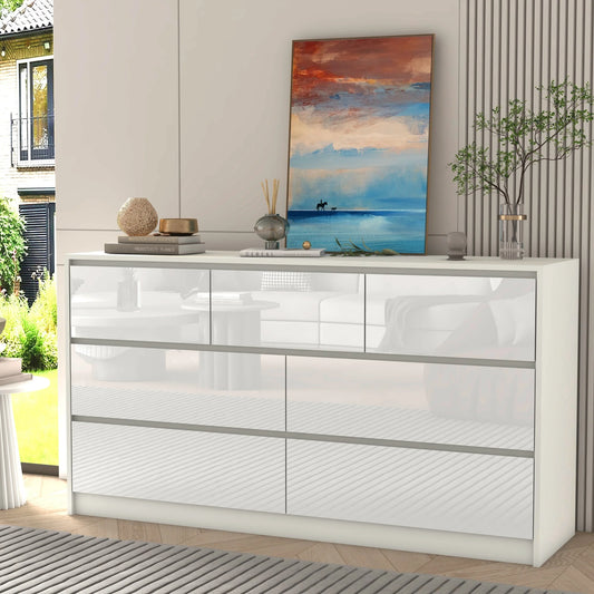 QiaoShiRen 7 Drawer Dresser Modern Wood Chest of Drawers