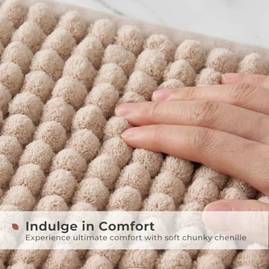 Chenille Bathroom Rug Non Slip Bath Mat Water Absorbent Washable