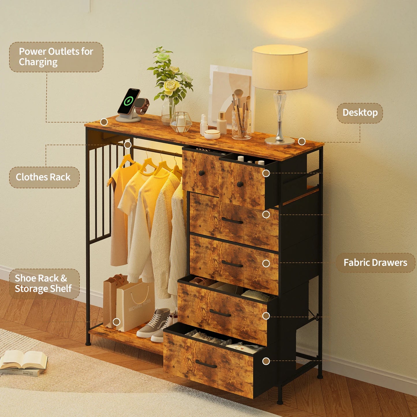 Twister.CK Modern Chest Of Drawers With Reversible Fabric Drawers