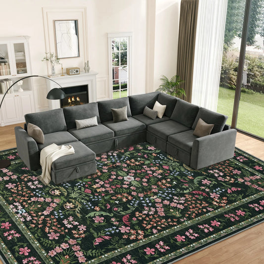 HiMISS Geometric Pattern Area Rug Polyester Low Pile Machine Washable