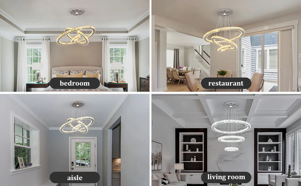 GreeLustr Luxury Crystal Pendant Light Dimmable Chandelier