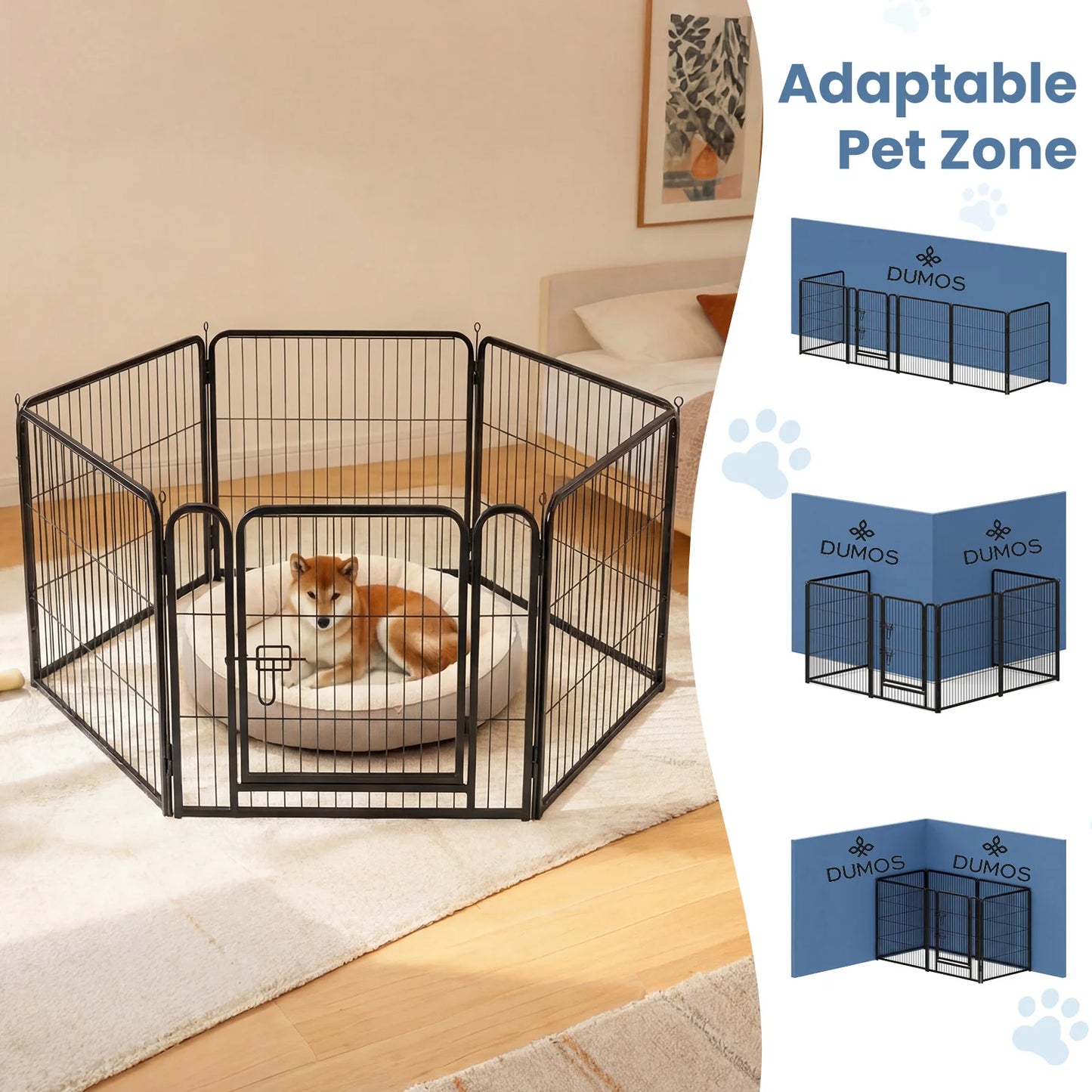JHK 6 Panel Metal Dog Playpen Foldable Indoor Outdoor