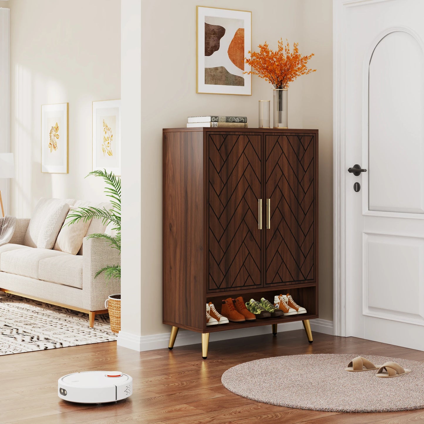 Tribesigns Six Tier Wooden Shoe Cabinet With Adjustable Shelves