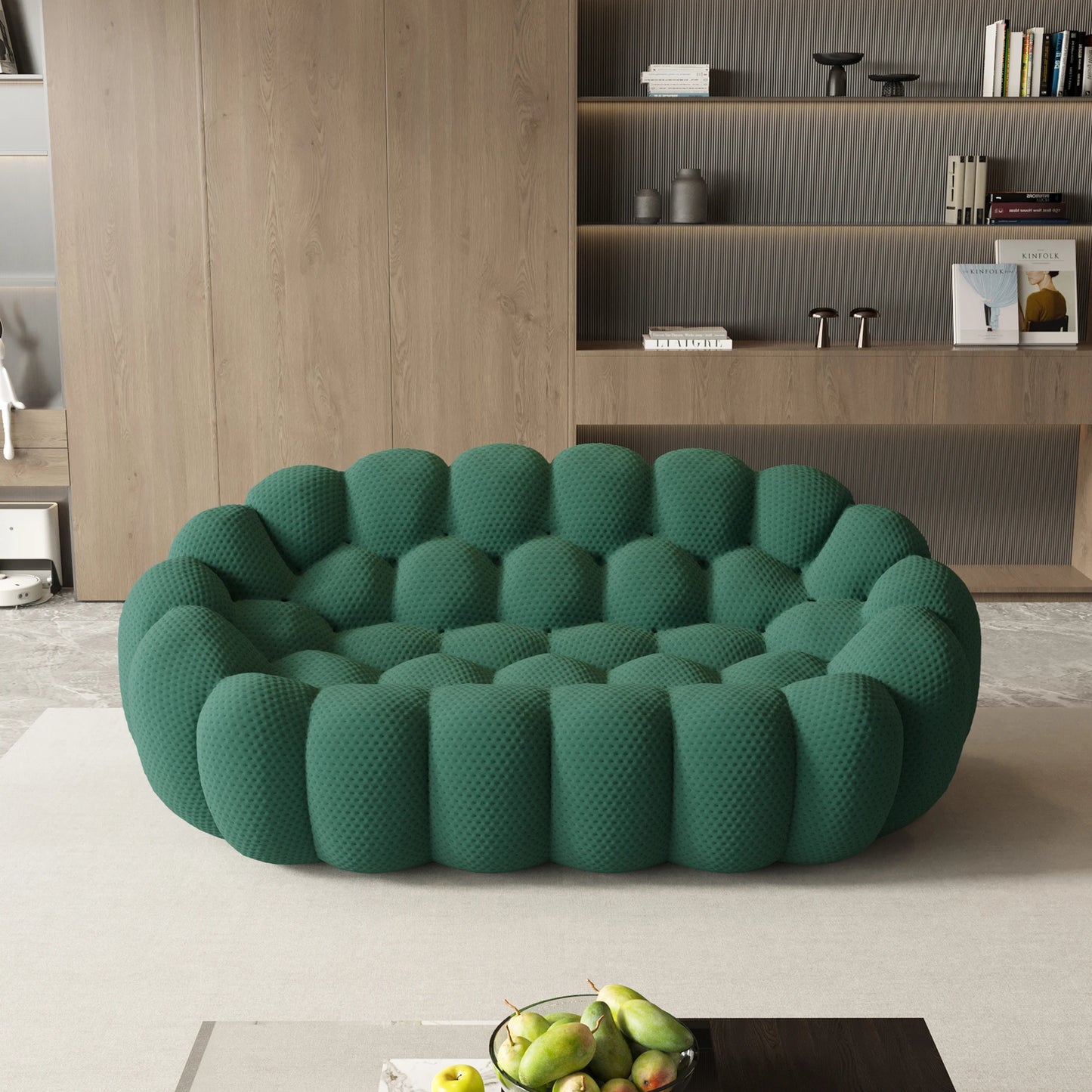 Sdorens Modern Curved Boneless Sofa 3D Knit Fabric Loveseat