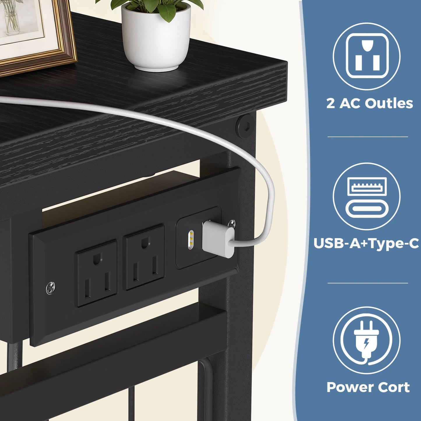 JHK 6 Drawer Dresser With Hanging Rack And LED Lights