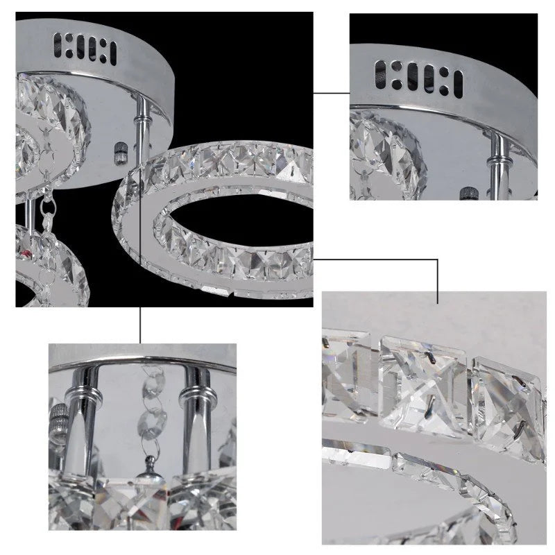 GreeLustr Modern Pendant Light Led Crystal Ring Ceiling Lamp Chandelier
