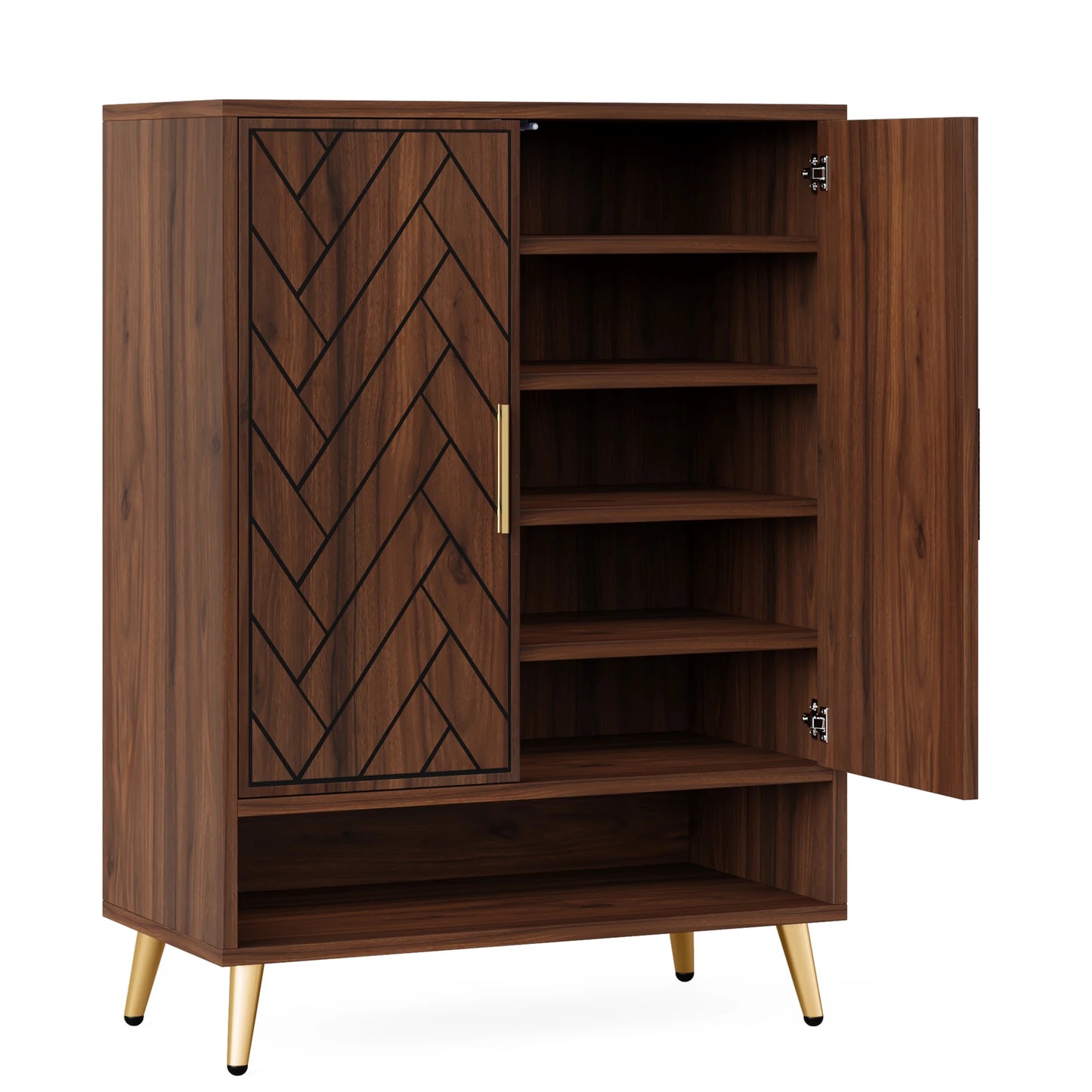 Tribesigns Six Tier Wooden Shoe Cabinet With Adjustable Shelves