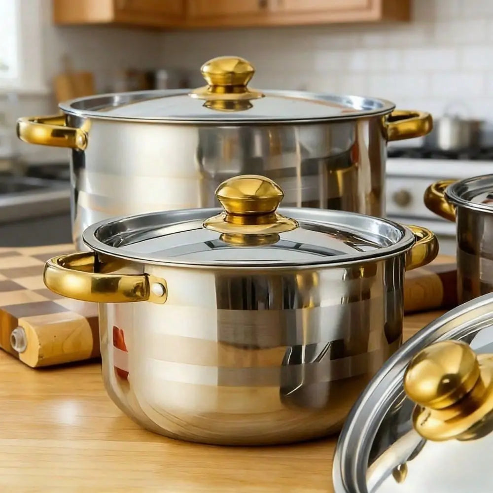 Stainless Steel Cookware Set With Lids 10 Piece Multiple Pot Sizes