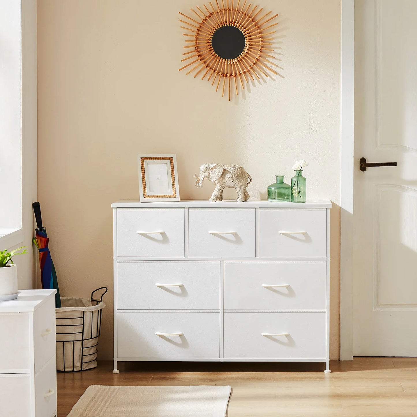 JHK Dresser With 7 Fabric Drawers Closet Organizer Bedroom Furniture
