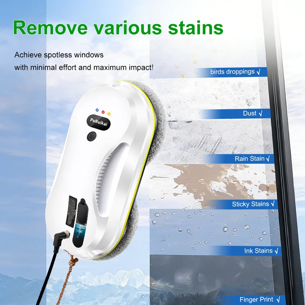 PuRuikai Window Cleaning Robot With Water Spray and Edge Detection System