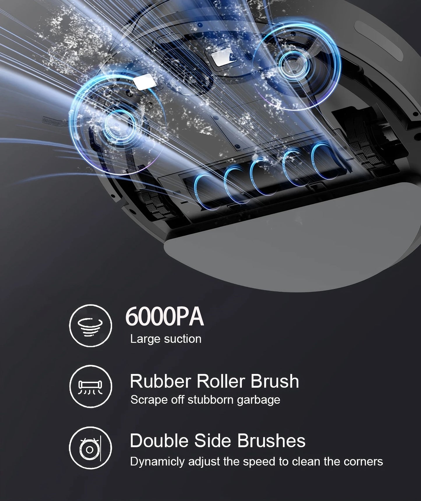 Boaimore Robot Vacuum Mop Combo With 6000Pa Suction Smart Mapping