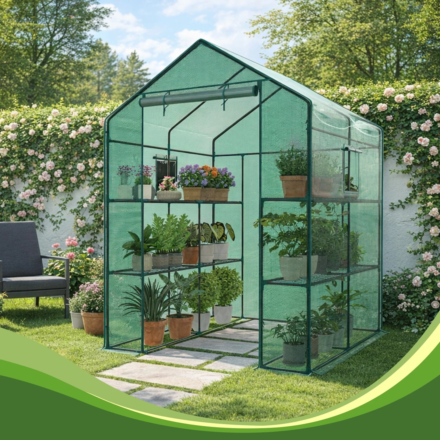 Walk-In Greenhouse For Outdoor Plants With Screen Windows 22Lbs Capacity