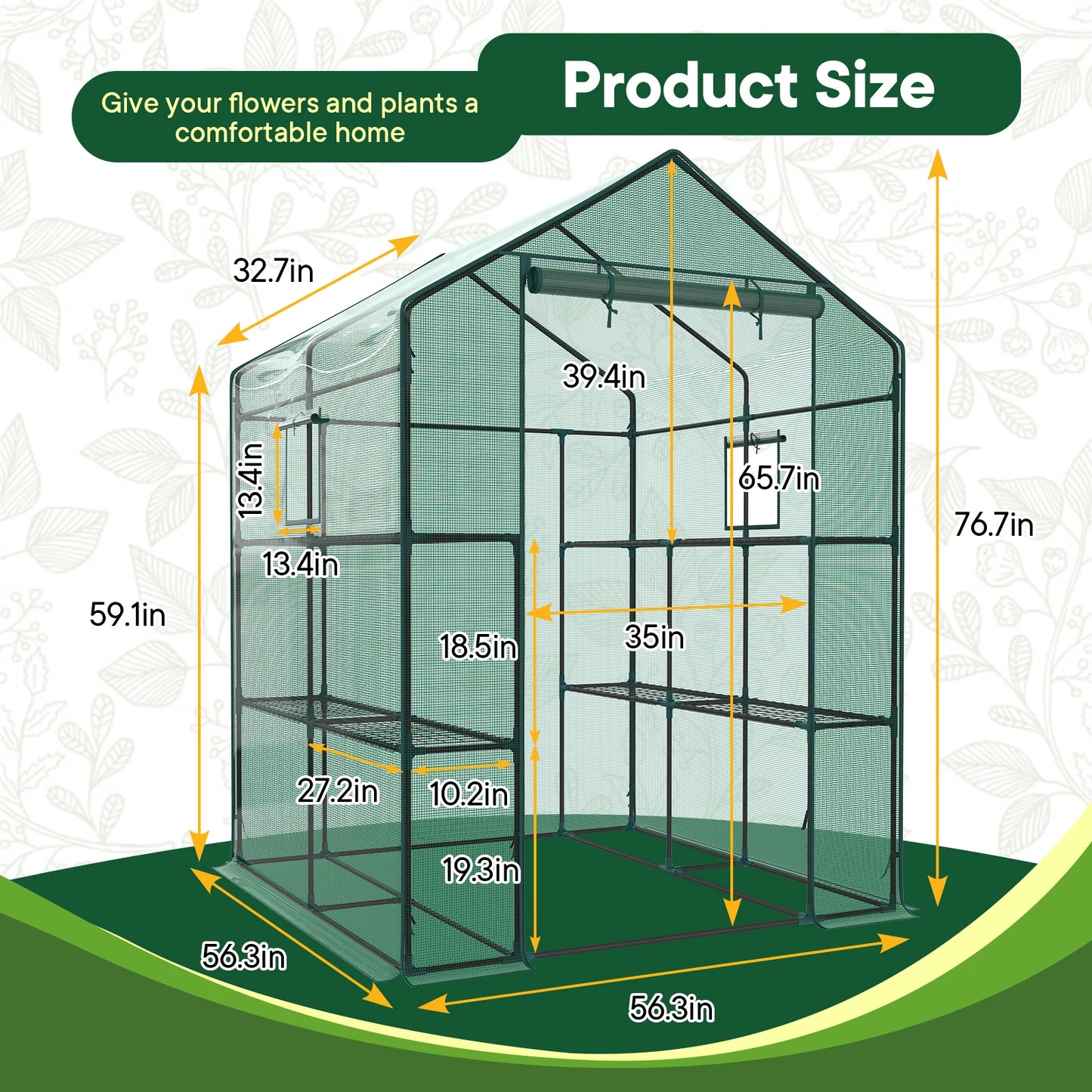 Walk-In Greenhouse For Outdoor Plants With Screen Windows 22Lbs Capacity