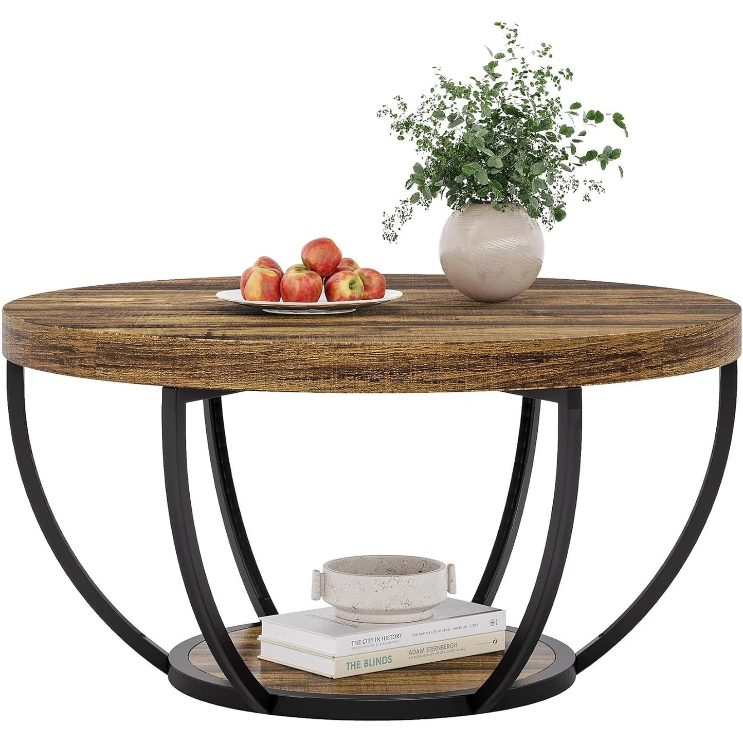 Little Tree Marble Coffee Table Open Storage And Metal Legs