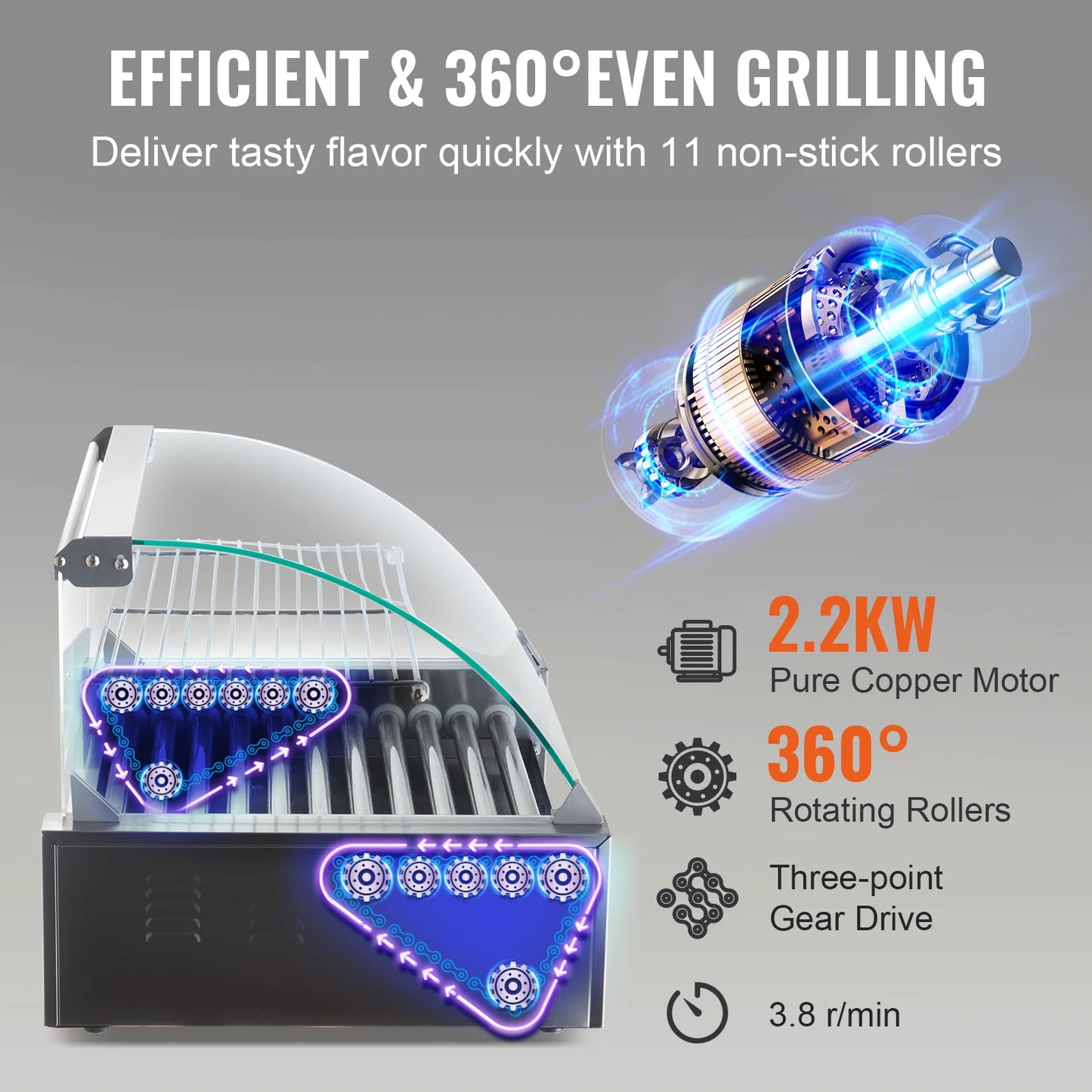 SucceBuy Commercial Hot Dog Roller Sausage Maker Grill