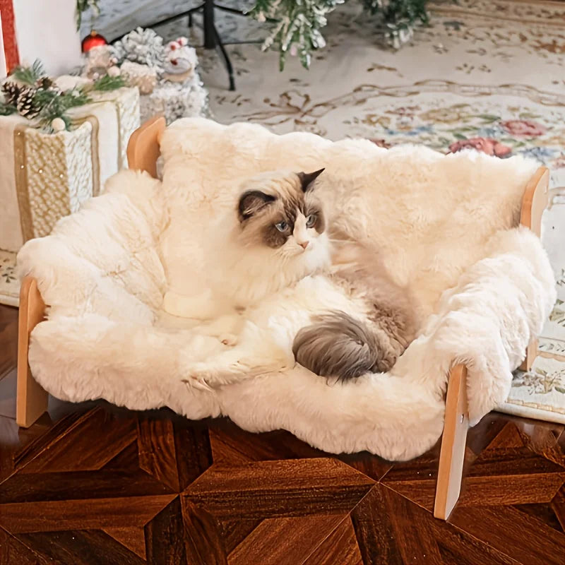 Raised Solid Wood Pet Couch Bed Elevated Cat Dog Sofa