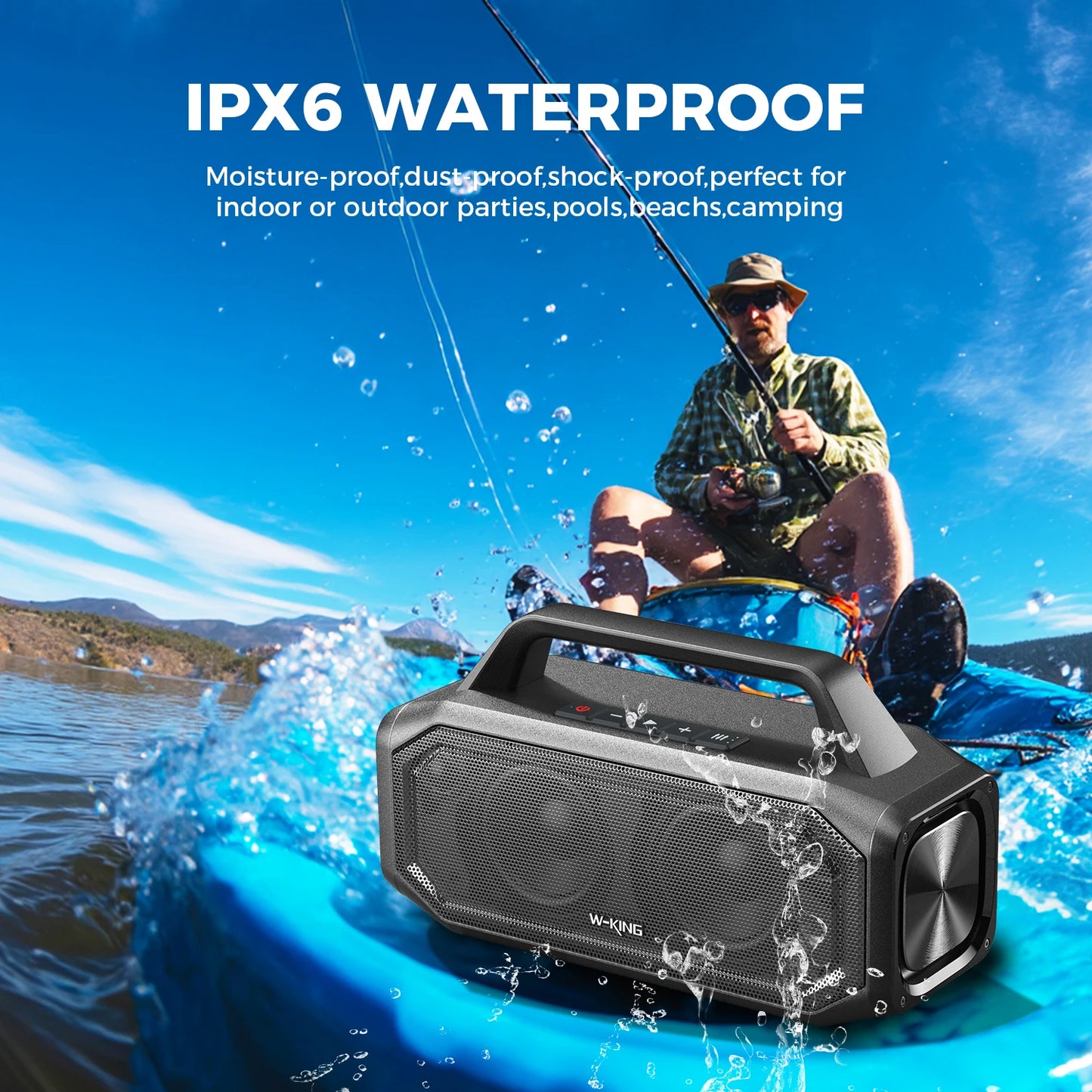 W-KING BT261-2 80W Bluetooth Speaker Portable Outdoor IPX6 Waterproof BassBoost