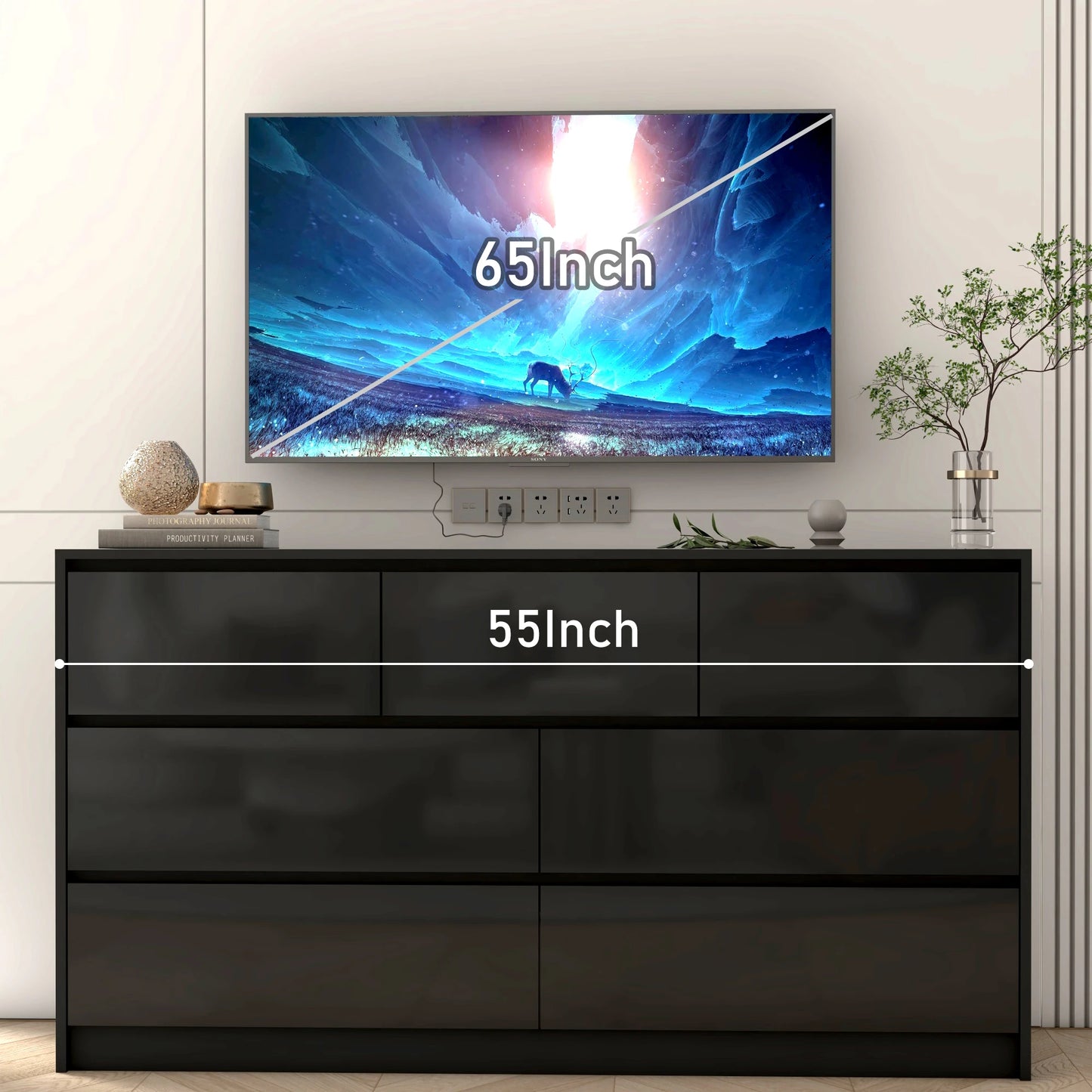 QiaoShiRen 7 Drawer Dresser Modern Wood Chest of Drawers