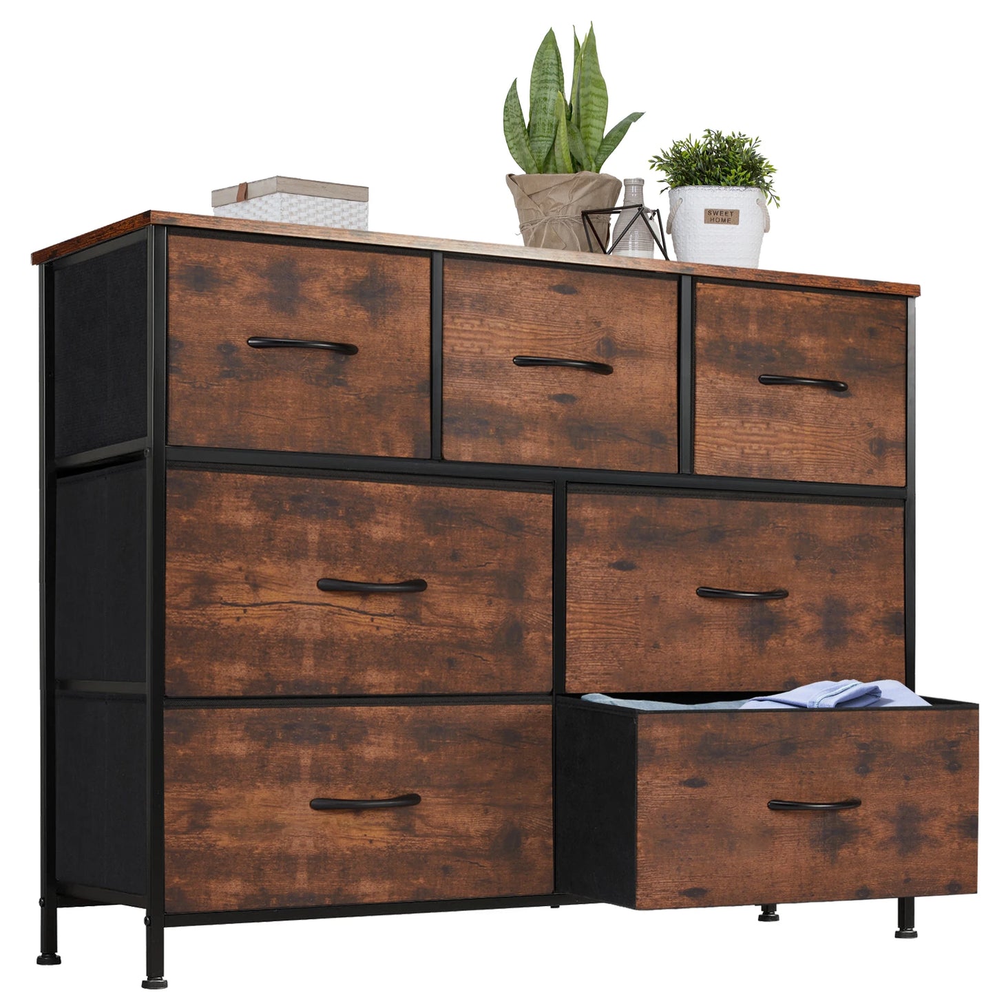 JHK Dresser With 7 Fabric Drawers Closet Organizer Bedroom Furniture