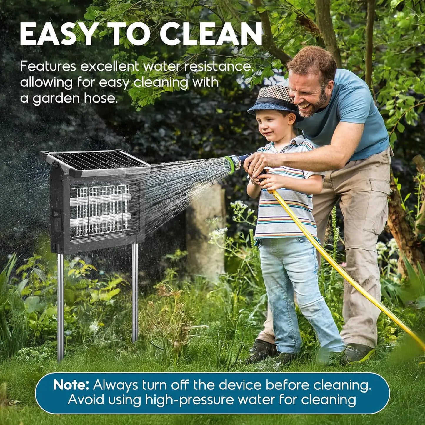 Solar Bug Zapper 4500V Outdoor Waterproof Mosquito Killer Panel Sensor