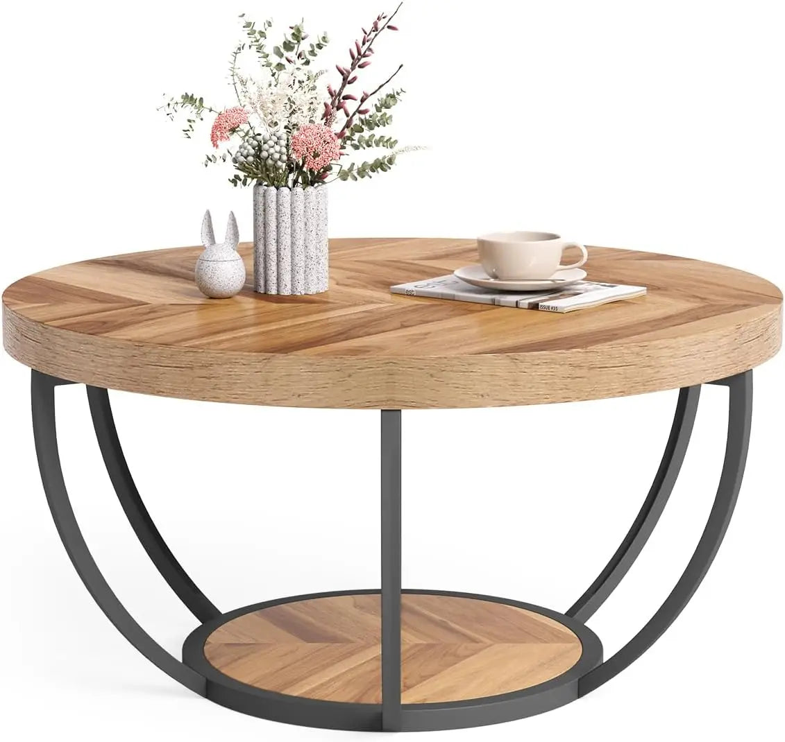 Little Tree Marble Coffee Table Open Storage And Metal Legs
