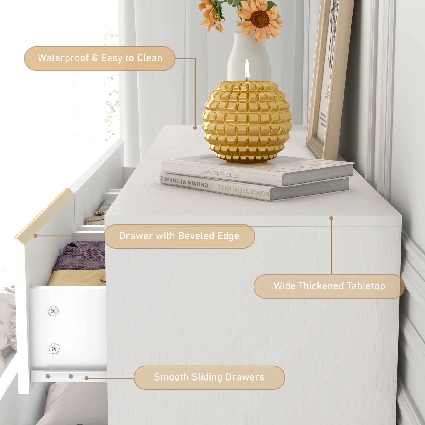 QiaoShiRen 7 Drawer Dresser Modern Wood Chest of Drawers