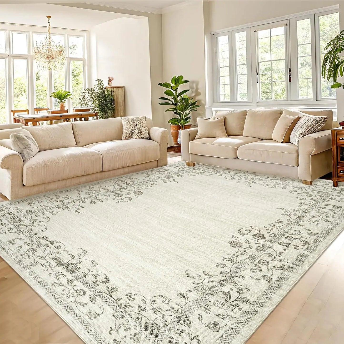 HiMISS Floral Area Rug for Living Room and Bedroom