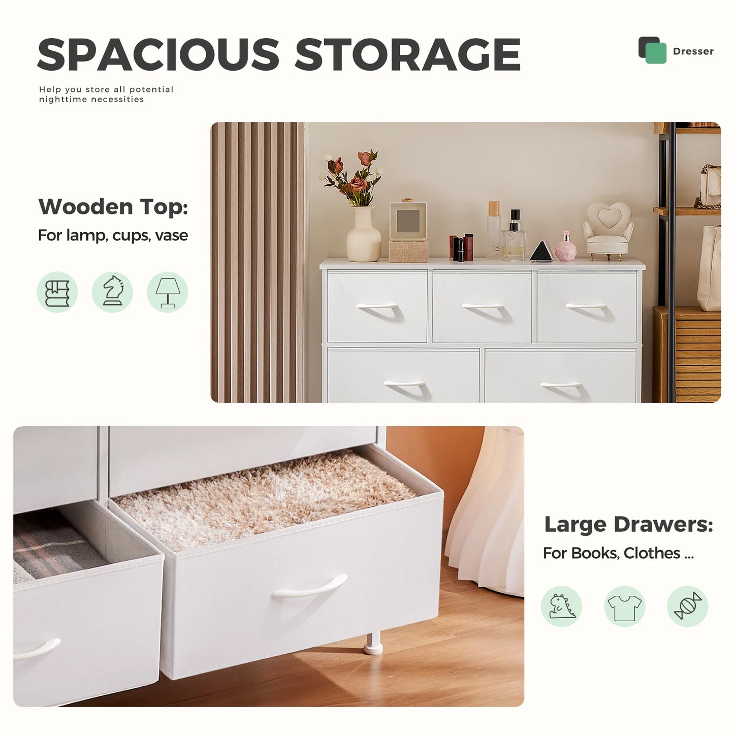 JHK Wardrobe Chest With Drawers For Bedroom Storage Cabinet