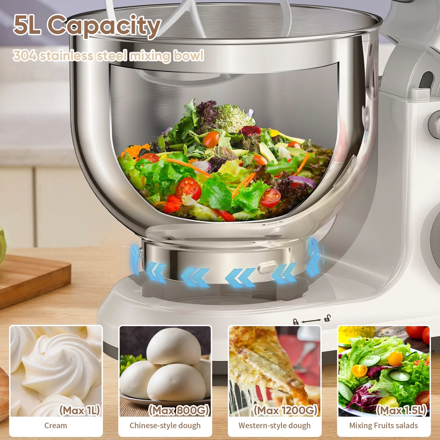 Biolomix Kitchen Stand Mixer 1200W 11 Speed DC Motor OLED