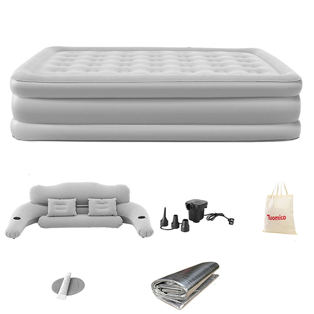 Camping Inflatable Air Bed With Backrest For Two Indoor Outdoor