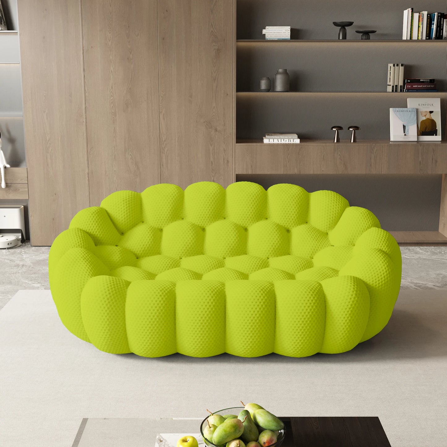 Sdorens Modern Curved Boneless Sofa 3D Knit Fabric Loveseat